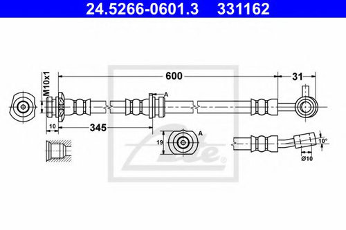 Furtun frana NISSAN QASHQAI (J11) (2013 - 2016) ATE 24.5266-0601.3 piesa NOUA