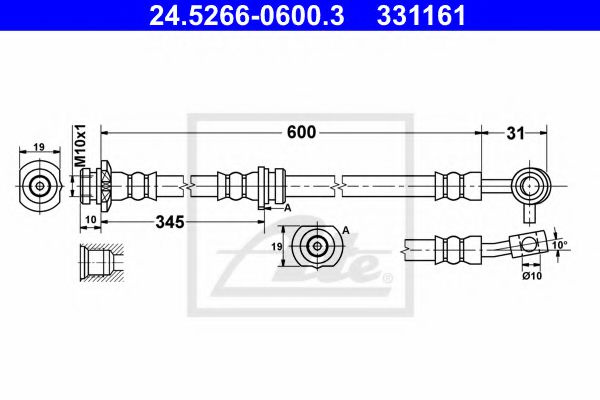 Furtun frana NISSAN QASHQAI (J11) (2013 - 2016) ATE 24.5266-0600.3 piesa NOUA