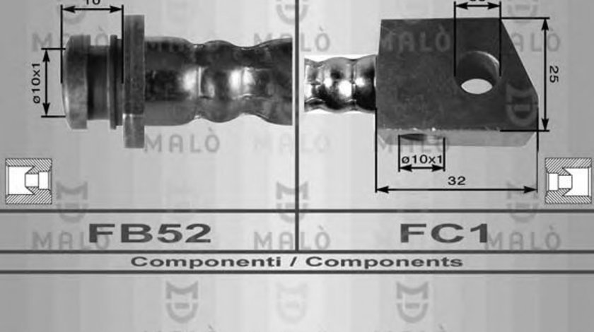 Furtun frana NISSAN TERRANO II (R20) (1992 - 2007) MALO 80102 piesa NOUA