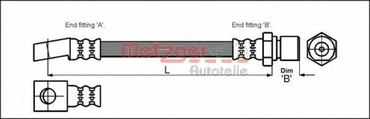 Furtun frana OPEL ASTRA F Hatchback (53, 54, 58, 59) (1991 - 1998) METZGER 4112812 piesa NOUA