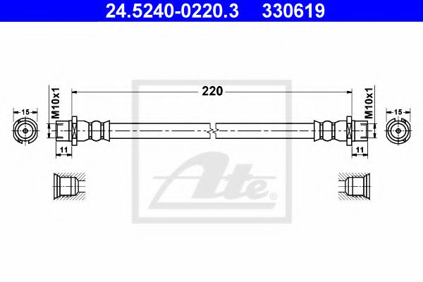 Furtun frana OPEL ASTRA G Limuzina (F69) (1998 - 2009) ATE 24.5240-0220.3 piesa NOUA