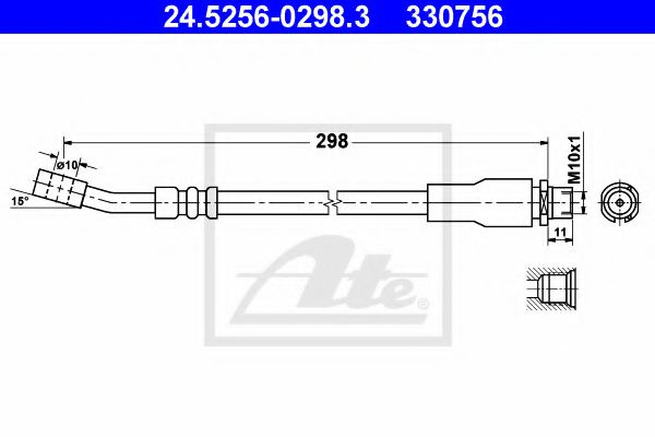 Furtun frana OPEL CORSA C (F08, F68) (2000 - 2009) ATE 24.5256-0298.3 piesa NOUA
