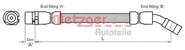 Furtun frana OPEL CORSA C (F08, F68) (2000 - 2009) METZGER 4112834 piesa NOUA