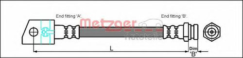 Furtun frana OPEL FRONTERA A (5_MWL4) (1992 - 1998) METZGER 4114749 piesa NOUA