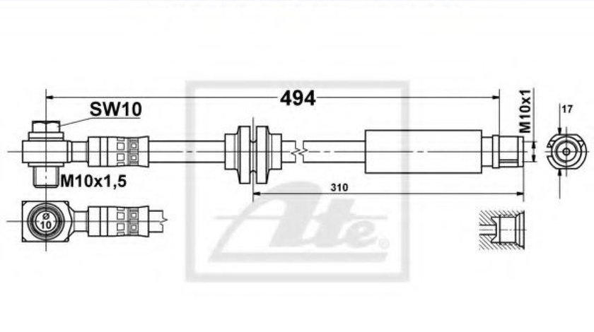 Furtun frana OPEL INSIGNIA (2008 - 2016) ATE 24.5176-0494.3 piesa NOUA