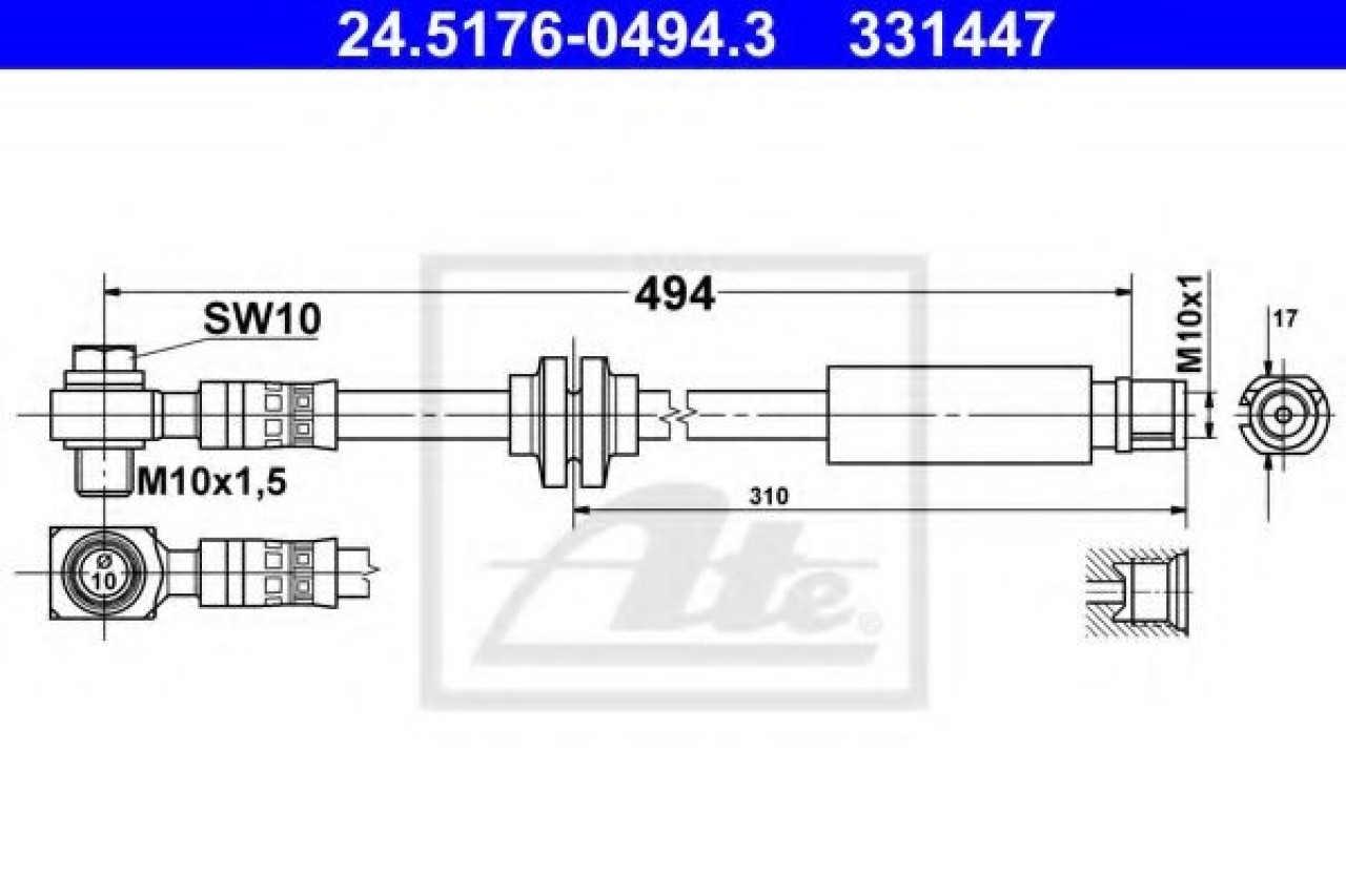 Furtun frana OPEL INSIGNIA Combi (2008 - 2016) ATE 24.5176-0494.3 piesa NOUA
