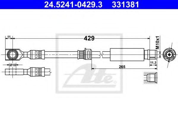 Furtun frana OPEL MERIVA B (2010 - 2016) ATE 24.5241-0429.3 piesa NOUA