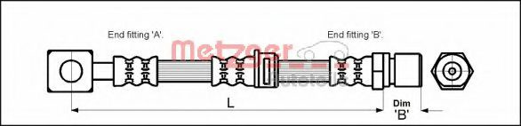 Furtun frana OPEL VECTRA B Combi (31) (1996 - 2003) METZGER 4112814 piesa NOUA