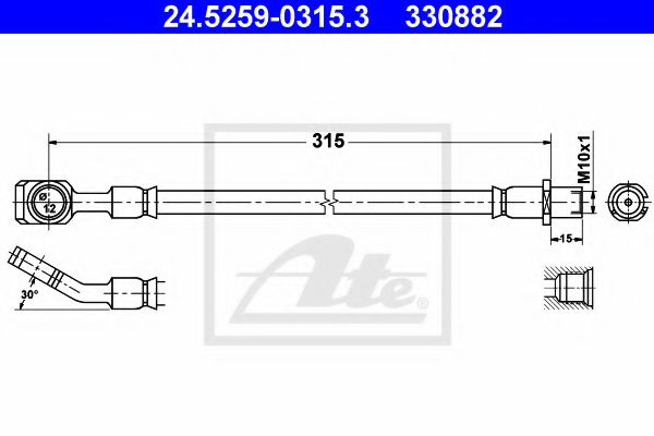 Furtun frana OPEL VECTRA C GTS (2002 - 2016) ATE 24.5259-0315.3 piesa NOUA