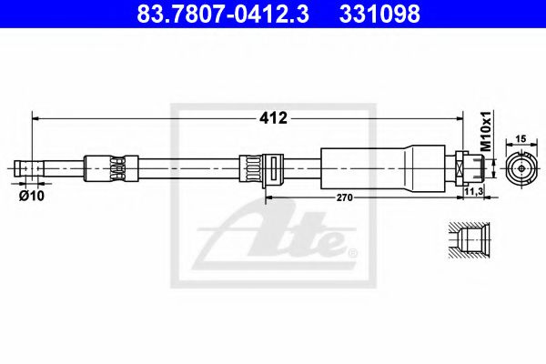 Furtun frana OPEL VECTRA C GTS (2002 - 2016) ATE 83.7807-0412.3 piesa NOUA