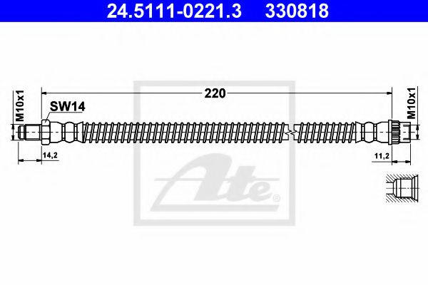 Furtun frana OPEL VIVARO platou / sasiu (E7) (2006 - 2014) ATE 24.5111-0221.3 piesa NOUA