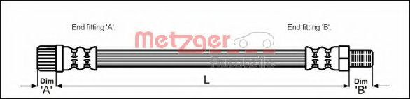 Furtun frana PEUGEOT 206 Hatchback (2A/C) (1998 - 2016) METZGER 4111162 piesa NOUA