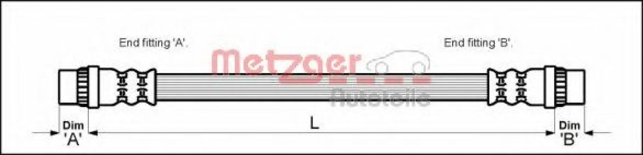 Furtun frana PEUGEOT 206+ (T3E) (2009 - 2016) METZGER 4112146 piesa NOUA