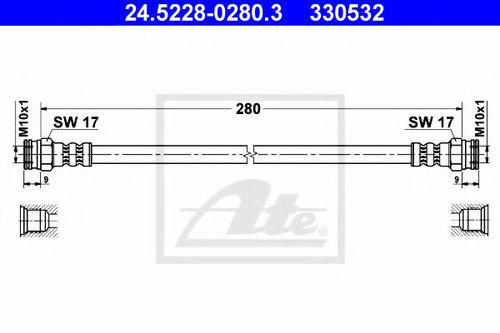Furtun frana PEUGEOT 406 (8B) (1995 - 2005) ATE 24.5228-0280.3 piesa NOUA