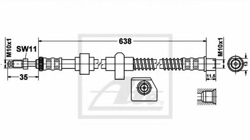 Furtun frana PEUGEOT 407 SW (6E) (2004 - 2016) ATE 24.5151-0639.3 piesa NOUA