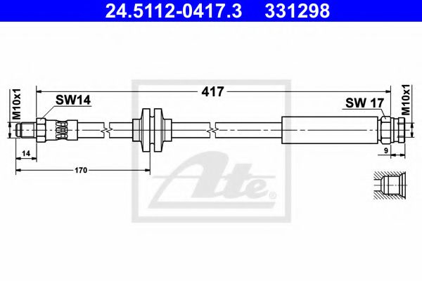 Furtun frana PEUGEOT BOXER bus (2006 - 2016) ATE 24.5112-0417.3 piesa NOUA