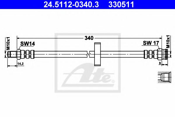 Furtun frana PEUGEOT BOXER bus (230P) (1994 - 2002) ATE 24.5112-0340.3 piesa NOUA