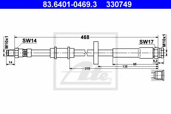 Furtun frana PEUGEOT BOXER bus (230P) (1994 - 2002) ATE 83.6401-0469.3 piesa NOUA
