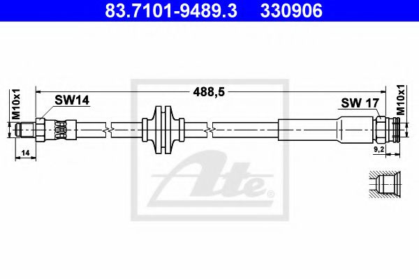 Furtun frana PEUGEOT BOXER caroserie (2006 - 2016) ATE 83.7101-9489.3 piesa NOUA