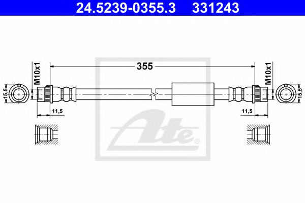 Furtun frana PEUGEOT EXPERT platou / sasiu (2007 - 2016) ATE 24.5239-0355.3 piesa NOUA