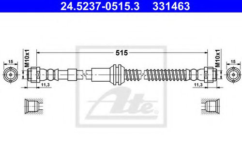 Furtun frana PORSCHE CAYENNE (9PA, 955) (2002 - 2010) ATE 24.5237-0515.3 piesa NOUA