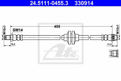 Furtun frana RENAULT CLIO III (BR0/1, CR0/1) (2005 - 2012) ATE 24.5111-0455.3 piesa NOUA