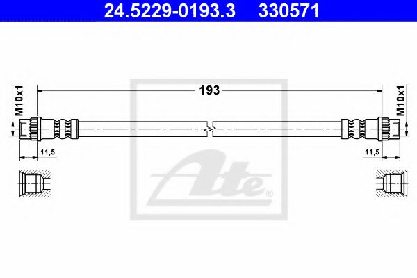 Furtun frana RENAULT KANGOO Express (FC0/1) (1997 - 2007) ATE 24.5229-0193.3 piesa NOUA