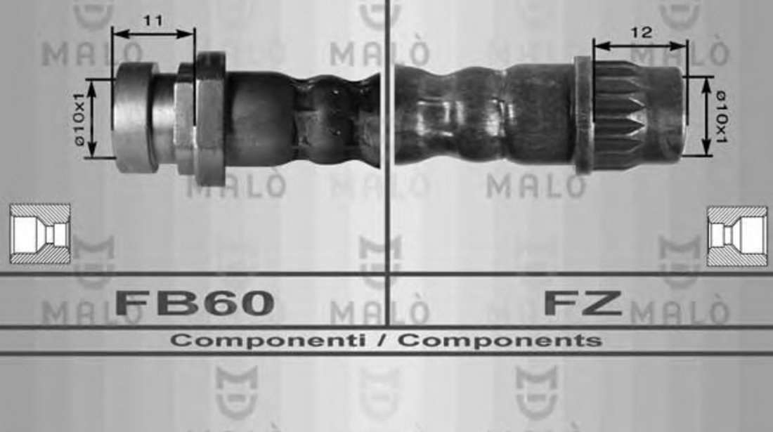 Furtun frana RENAULT LAGUNA II (BG0/1) (2001 - 2016) MALO 80010 piesa NOUA