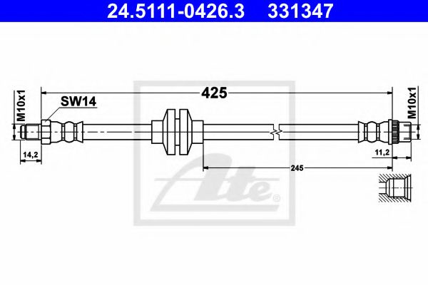 Furtun frana RENAULT MEGANE III Hatchback (BZ0) (2008 - 2016) ATE 24.5111-0426.3 piesa NOUA