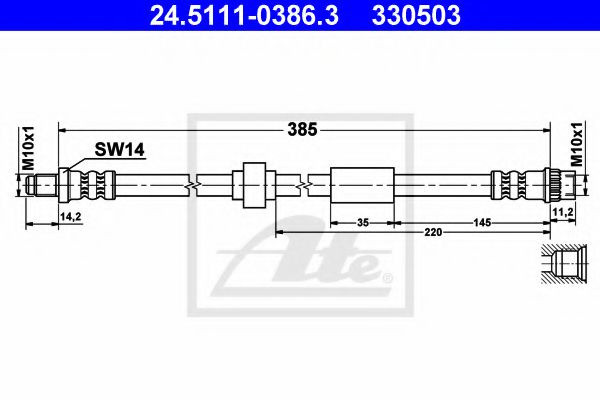 Furtun frana RENAULT TRAFIC II bus (JL) (2001 - 2014) ATE 24.5111-0386.3 piesa NOUA