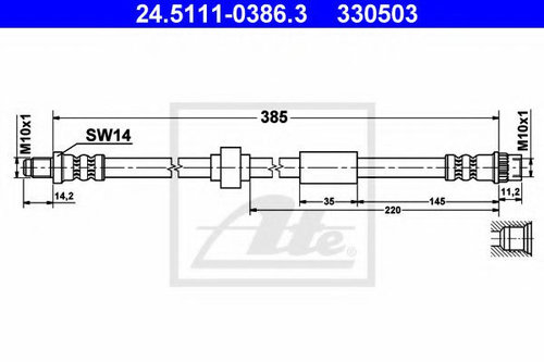 Furtun frana RENAULT TRAFIC III bus (2014 - 2016) ATE 24.5111-0386.3 piesa NOUA