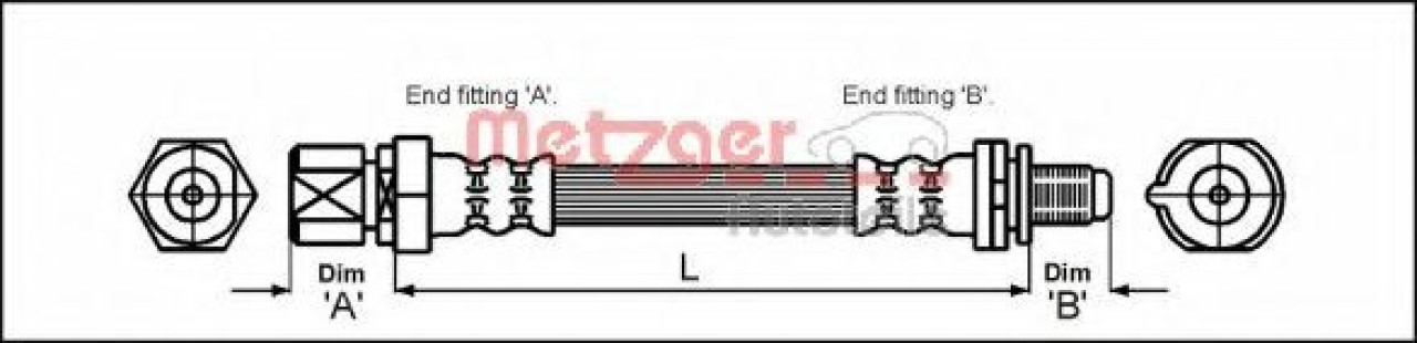 Furtun frana SAAB 9-3 Cabriolet (YS3D) (1998 - 2003) METZGER 4114730 piesa NOUA