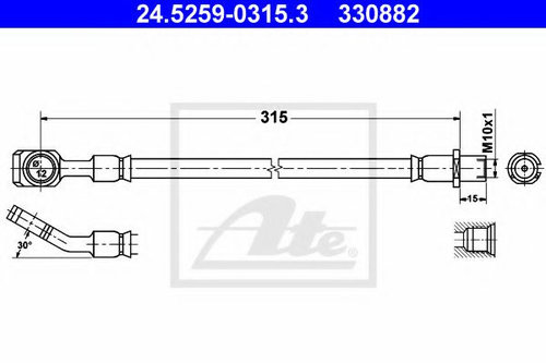 Furtun frana SAAB 9-3 (YS3F) (2002 - 2016) ATE 24.5259-0315.3 piesa NOUA