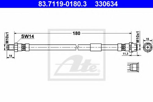 Furtun frana SAAB 9-5 Combi (YS3E) (1998 - 2009) ATE 83.7119-0180.3 piesa NOUA