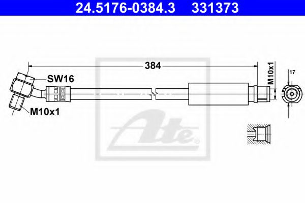 Furtun frana SAAB 9-5 (YS3G) (2010 - 2012) ATE 24.5176-0384.3 piesa NOUA
