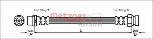 Furtun frana SEAT ALHAMBRA (7V8, 7V9) (1996 - 2010) METZGER 4110348 piesa NOUA