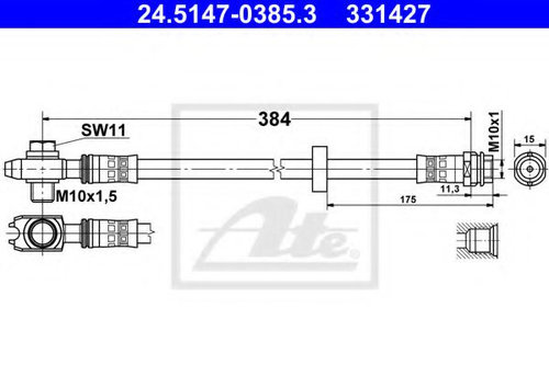 Furtun frana SEAT AROSA (6H) (1997 - 2004) ATE 24.5147-0385.3 piesa NOUA