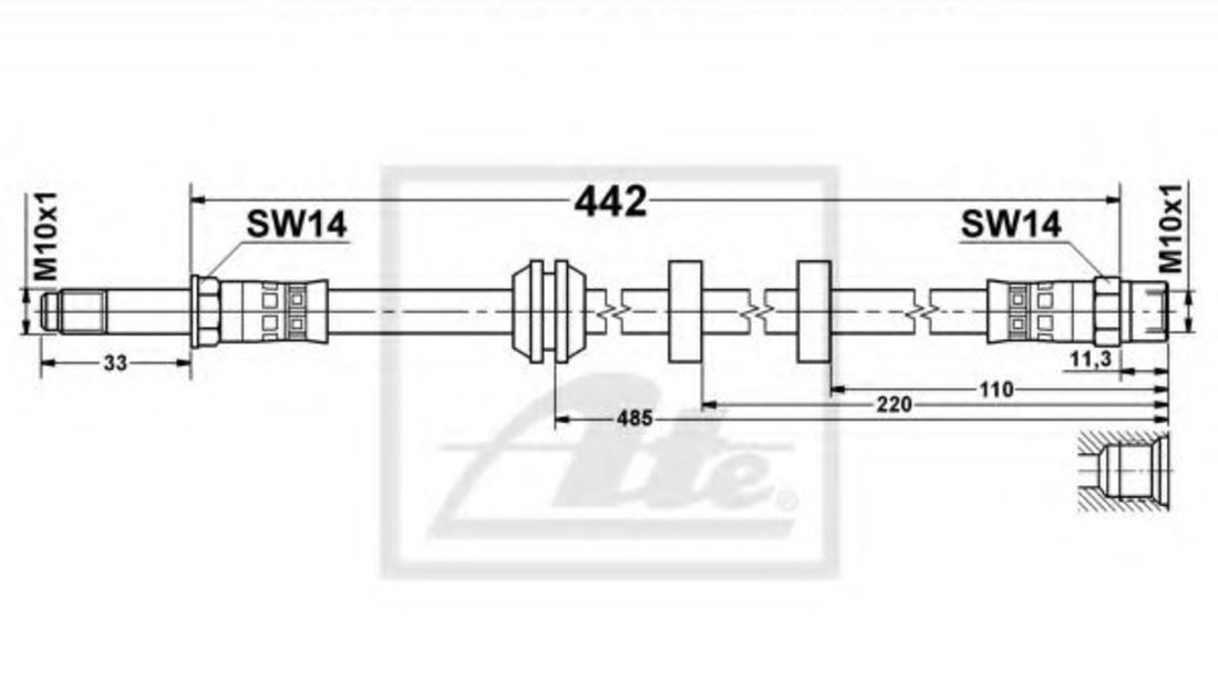 Furtun frana SEAT IBIZA III (6K1) (1999 - 2002) ATE 24.5105-0442.3 piesa NOUA