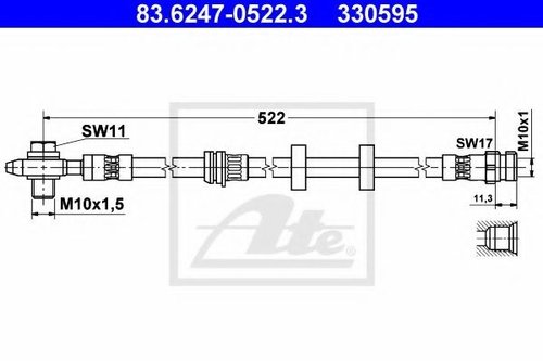 Furtun frana SEAT IBIZA V (6J5, 6P1) (2008 - 2016) ATE 83.6247-0522.3 piesa NOUA