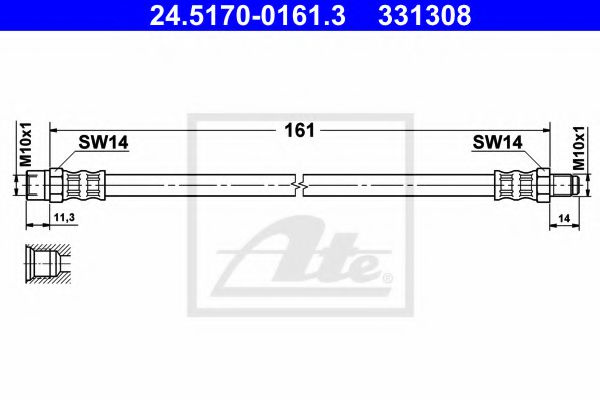 Furtun frana SEAT TOLEDO I (1L) (1991 - 1999) ATE 24.5170-0161.3 piesa NOUA