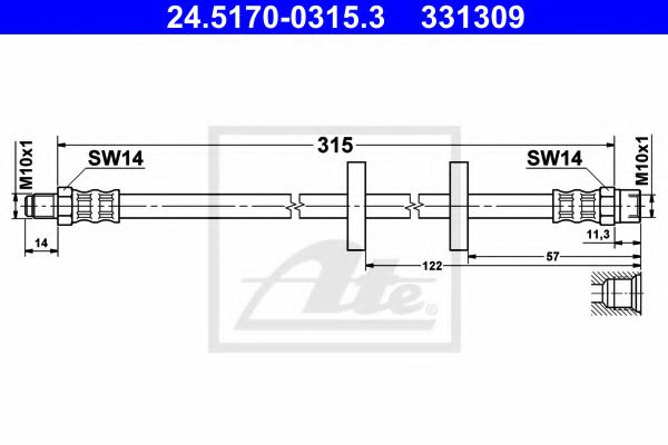 Furtun frana SEAT TOLEDO I (1L) (1991 - 1999) ATE 24.5170-0315.3 piesa NOUA