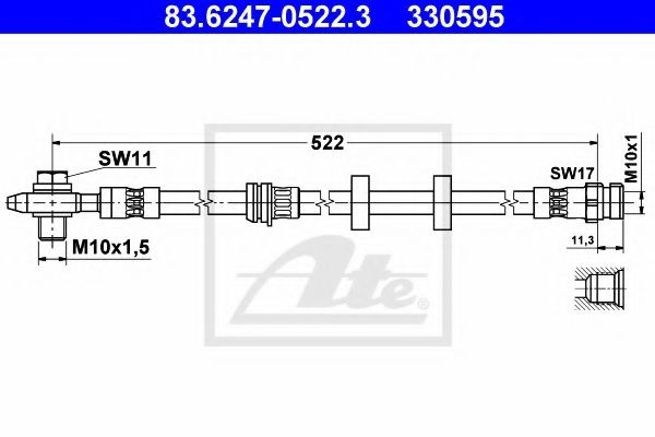 Furtun frana SKODA FABIA II Combi (2007 - 2014) ATE 83.6247-0522.3 piesa NOUA