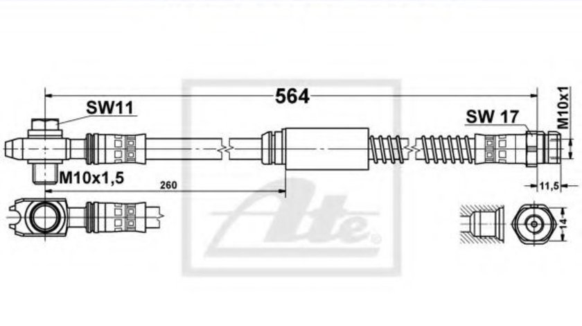 Furtun frana SKODA OCTAVIA II (1Z3) (2004 - 2013) ATE 24.5143-0564.3 piesa NOUA