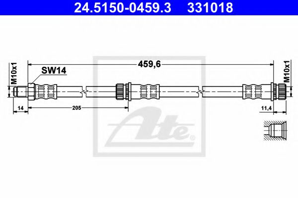 Furtun frana SMART FORFOUR (454) (2004 - 2006) ATE 24.5150-0459.3 piesa NOUA