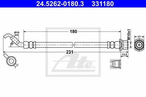Furtun frana TOYOTA AURIS (NRE15, ZZE15, ADE15, ZRE15, NDE15) (2006 - 2012) ATE 24.5262-0180.3 piesa...