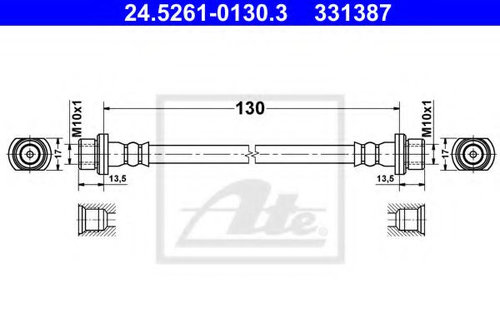 Furtun frana TOYOTA AURIS (NRE15, ZZE15, ADE15, ZRE15, NDE15) (2006 - 2012) ATE 24.5261-0130.3 piesa...
