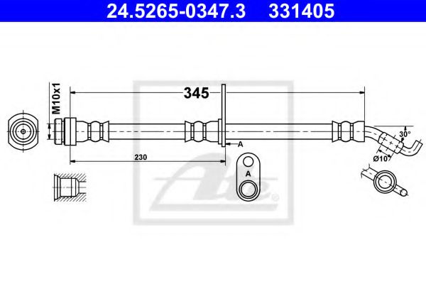 Furtun frana TOYOTA AVENSIS Limuzina (ZRT27, ADT27) (2008 - 2016) ATE 24.5265-0347.3 piesa NOUA