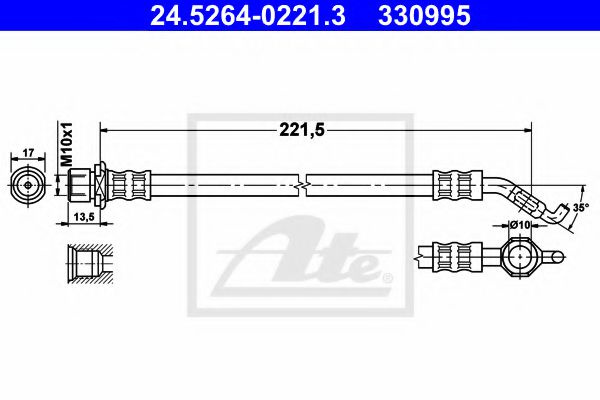 Furtun frana TOYOTA COROLLA Limuzina (E12J, E12T) (2001 - 2008) ATE 24.5264-0221.3 piesa NOUA