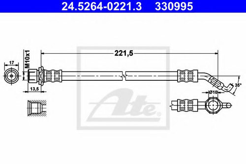 Furtun frana TOYOTA COROLLA Verso (ZDE12, CDE12) (2001 - 2004) ATE 24.5264-0221.3 piesa NOUA