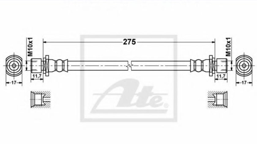 Furtun frana TOYOTA HILUX III pick-up (KUN, TGN, LAN, GGN) (2004 - 2016) ATE 24.5235-0275.3 piesa NOUA